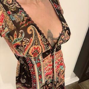 Vintage Bohemian Paisley Print Long Top